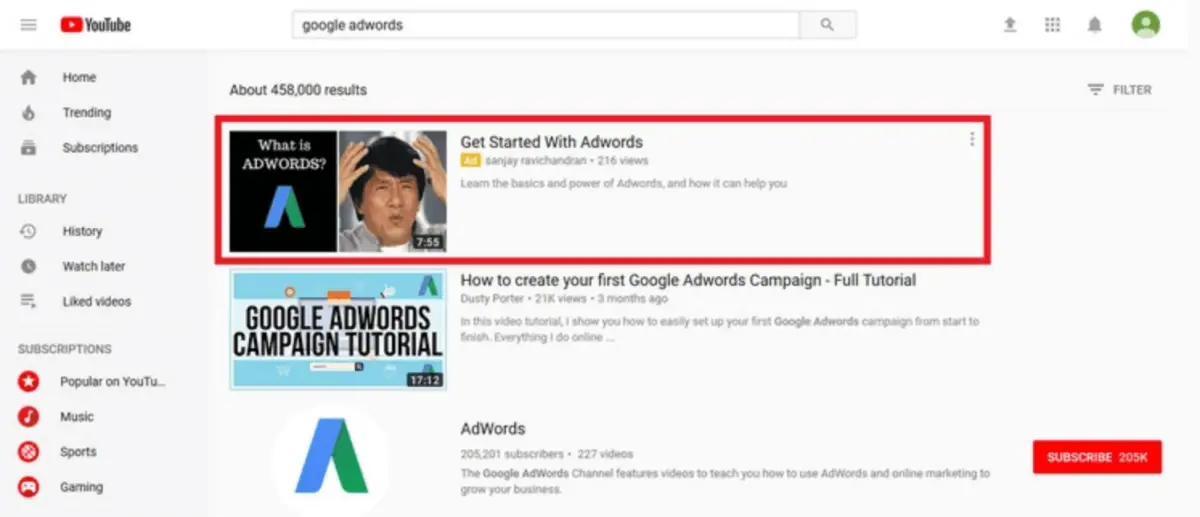 googles video adverts